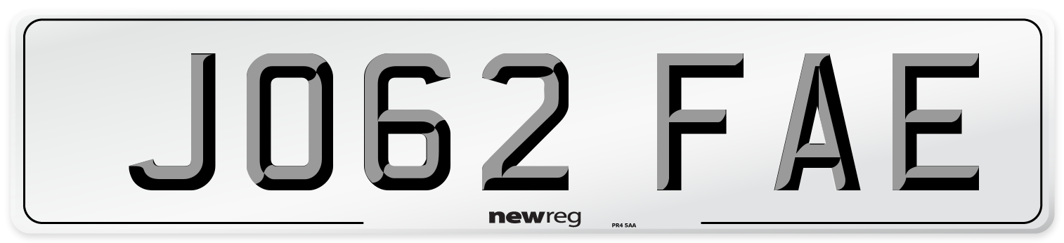 JO62 FAE Number Plate from New Reg
